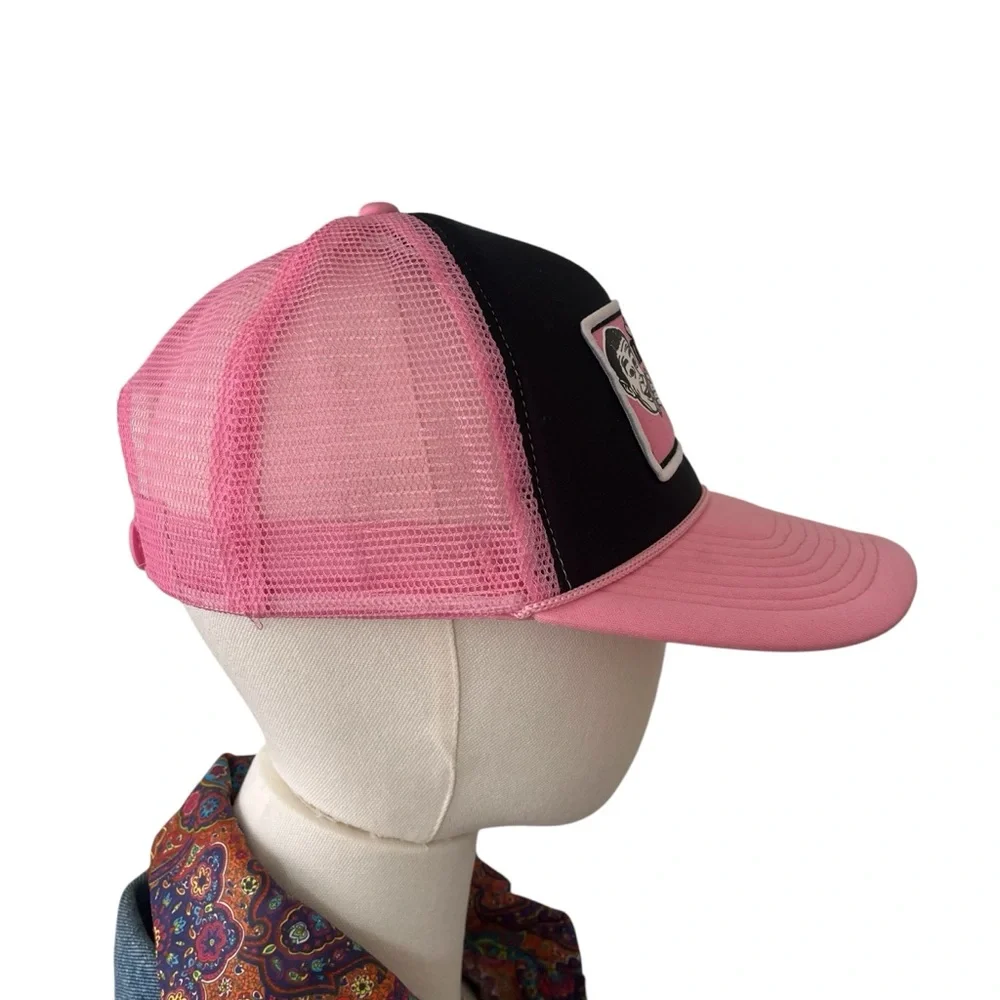 NWT pink taco shop foam mesh snap back trucker hat pink black - Picture 3 of 11